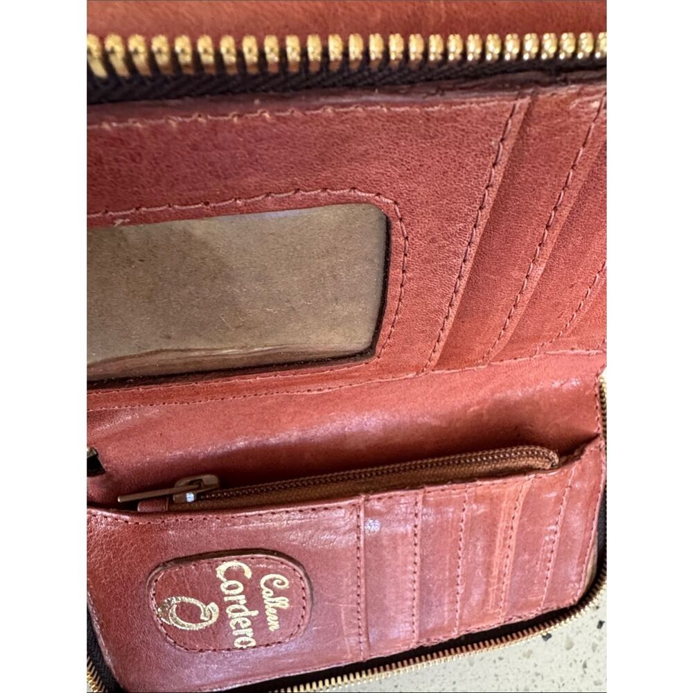 Calleen Cordero Brandy Leather Cell Phone Wallet Organizer Crossbody bag Clutch - Picture 8 of 12